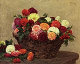 Basket of Dahlias by Henri Fantin-Latour